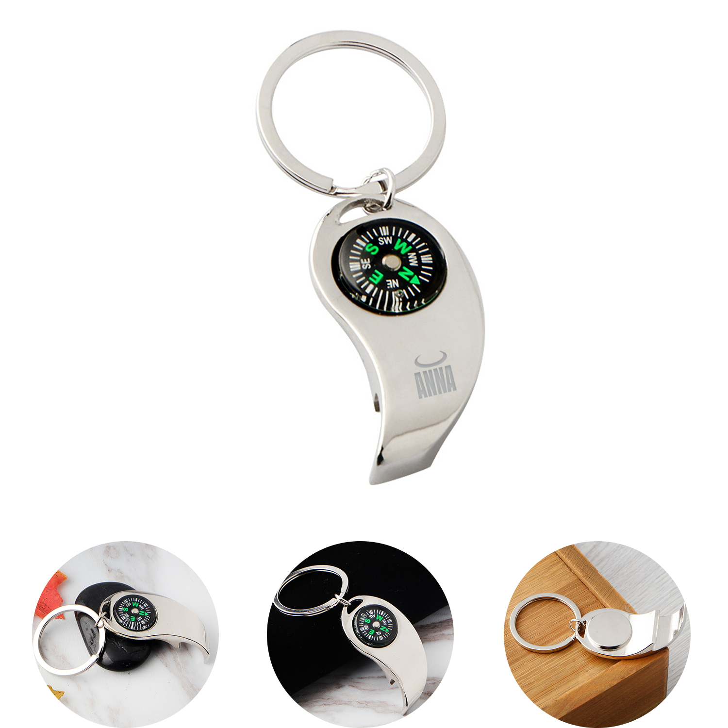 2 In 1 Compass Beer Opener Keychain 1