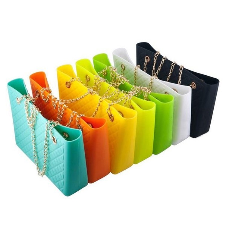 Women's Candy Color Silicone Tote Hand Bag/ Purse 2