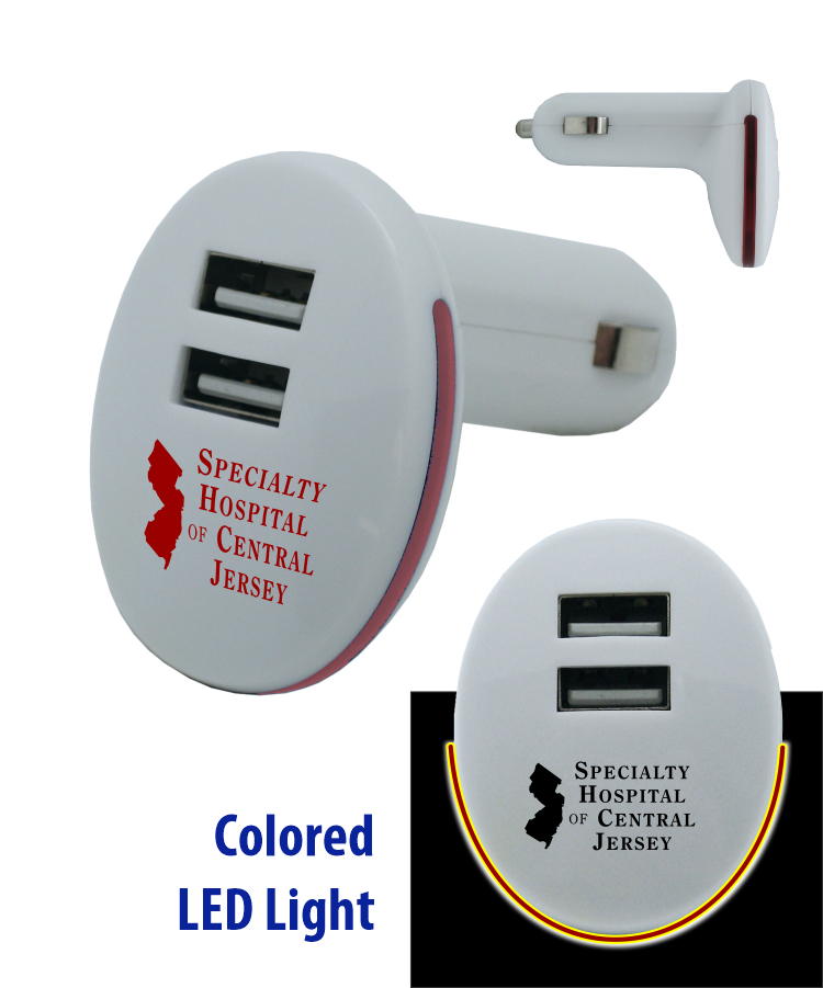 USB Car Charger w/LED Light 2