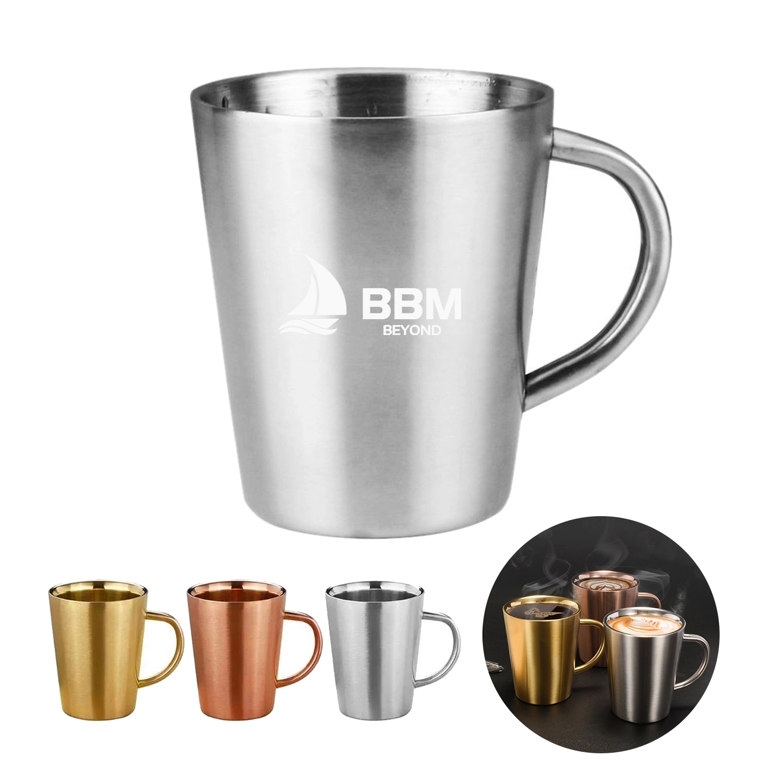 10oz Double Layer Stainless Steel Insulated Mug with Handle 3