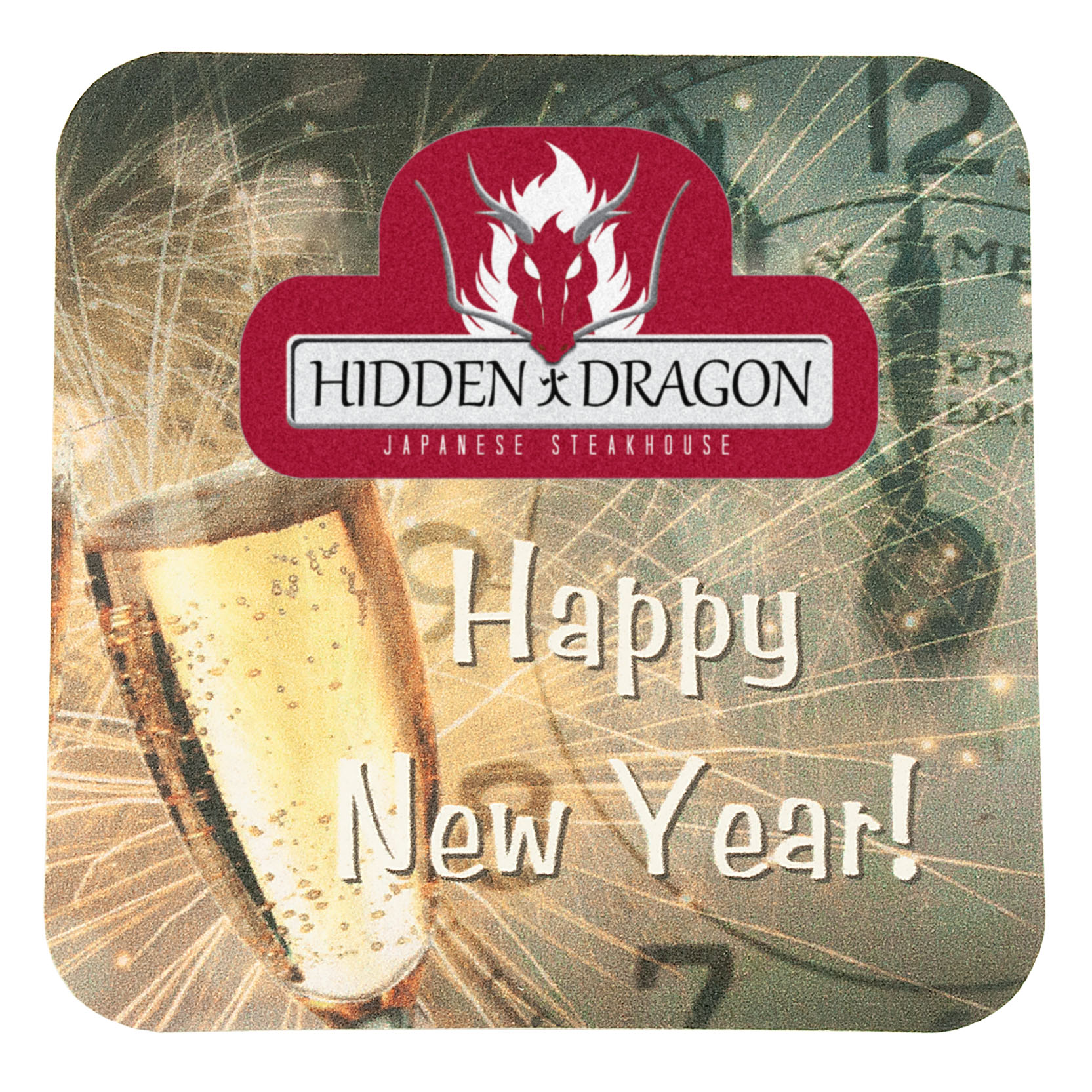 Full Color Process 40 Point New Year's Eve Pulp Board Coaster