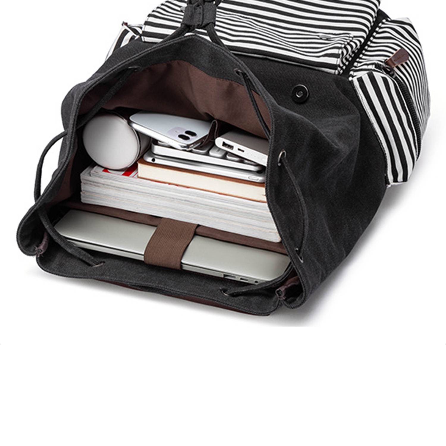 Striped Casual Canvas School Backpack 10