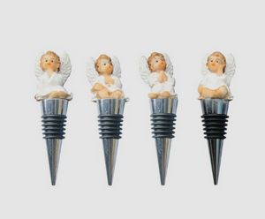 Elegant 4 Piece White Angel Cupid Wine Stopper Set 5