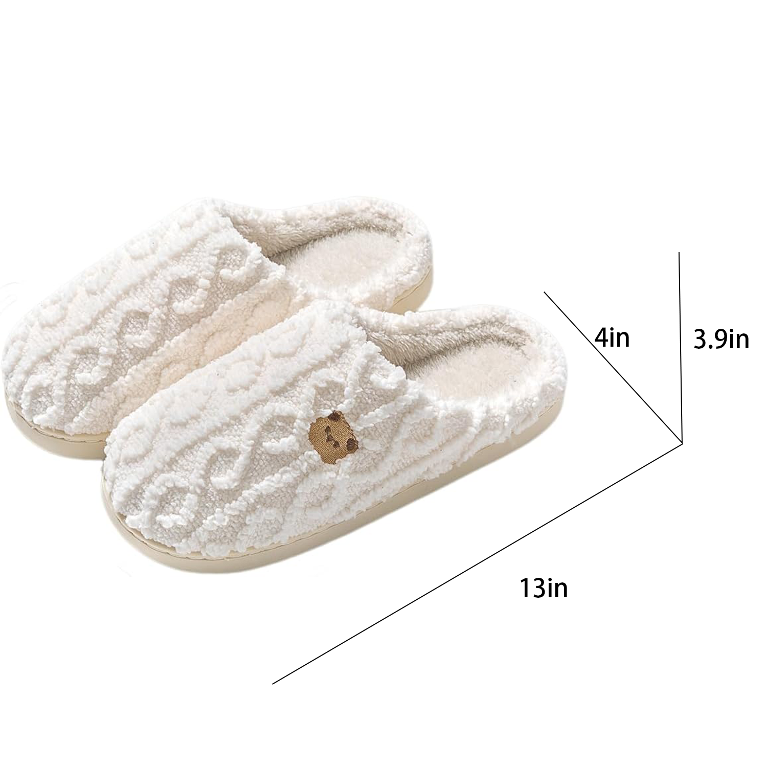 Cute Bear Print Plush Winter Slippers 6