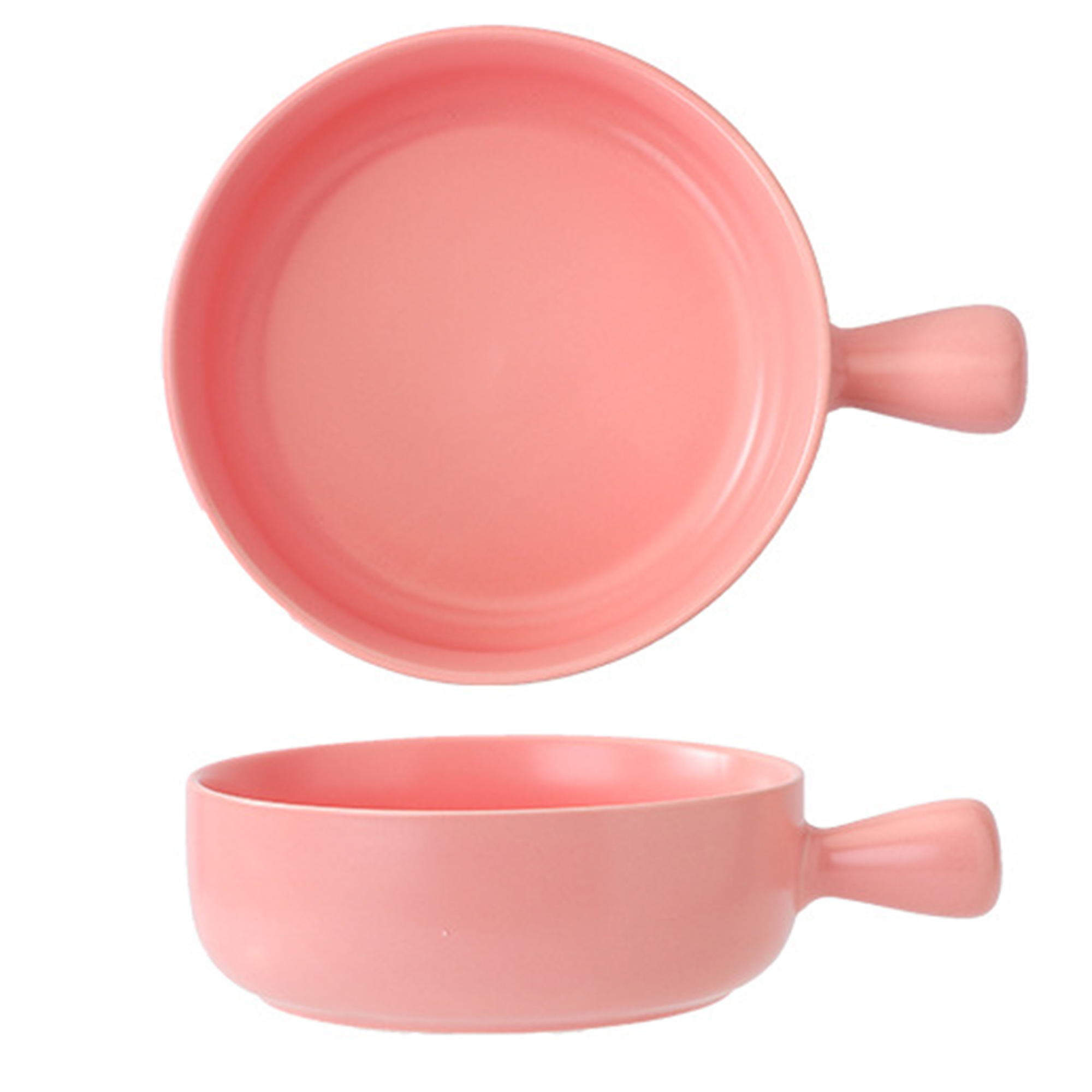 20 oz Round Ceramic Salad Bowl with Handle 4
