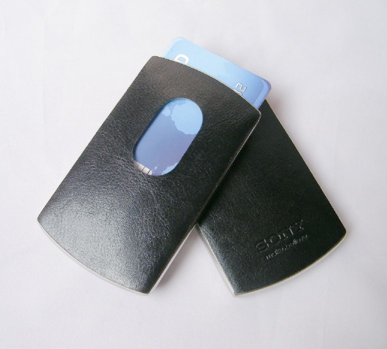 PU Leather Hand Push Card Holder 2