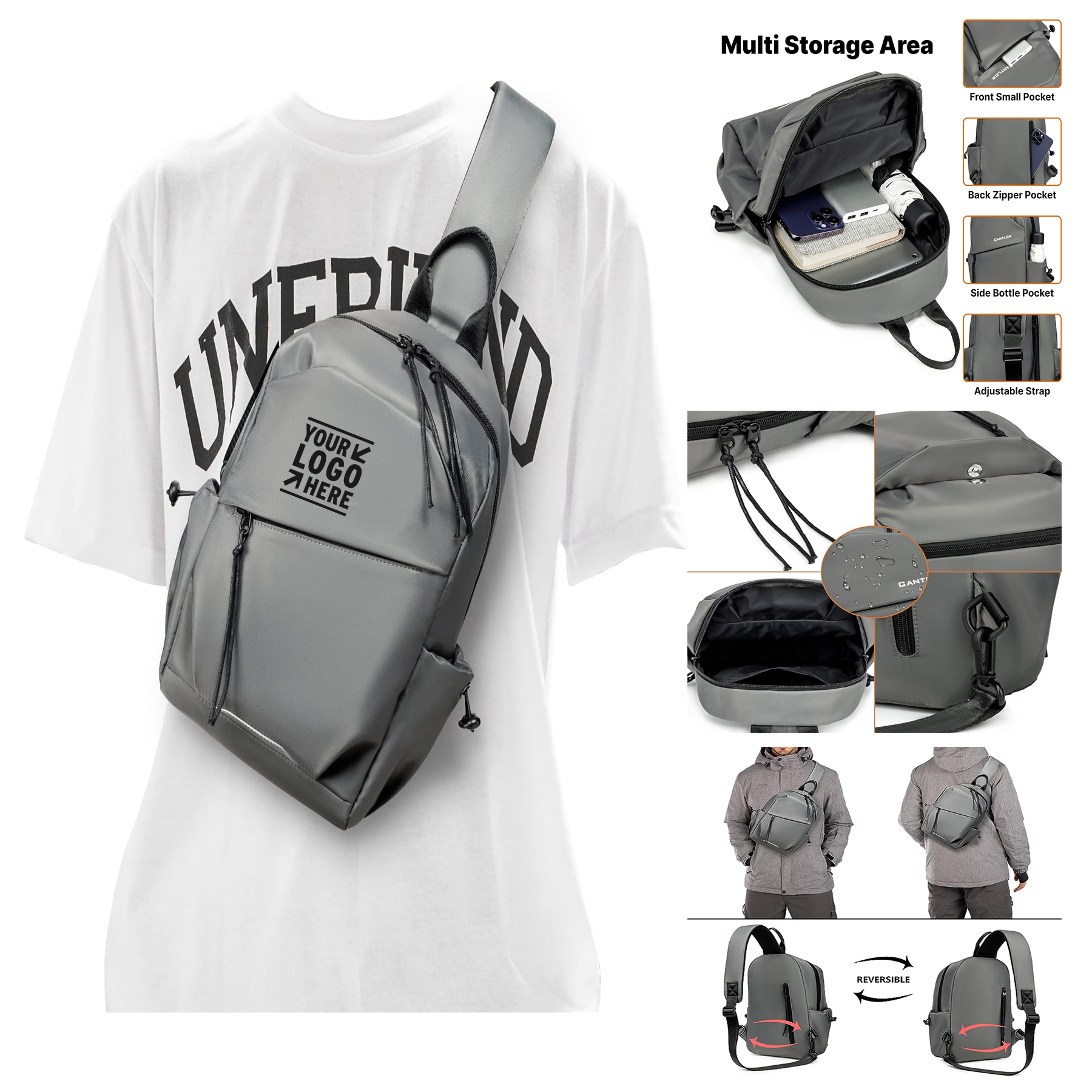 Men Small Sling Crossbody Backpack Travel Daypacks Chest Pack One Strap Shoulder Bag 2