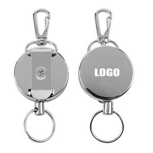 Auto Stretch All Metal Key Chain With Secure Clothing Clips 2