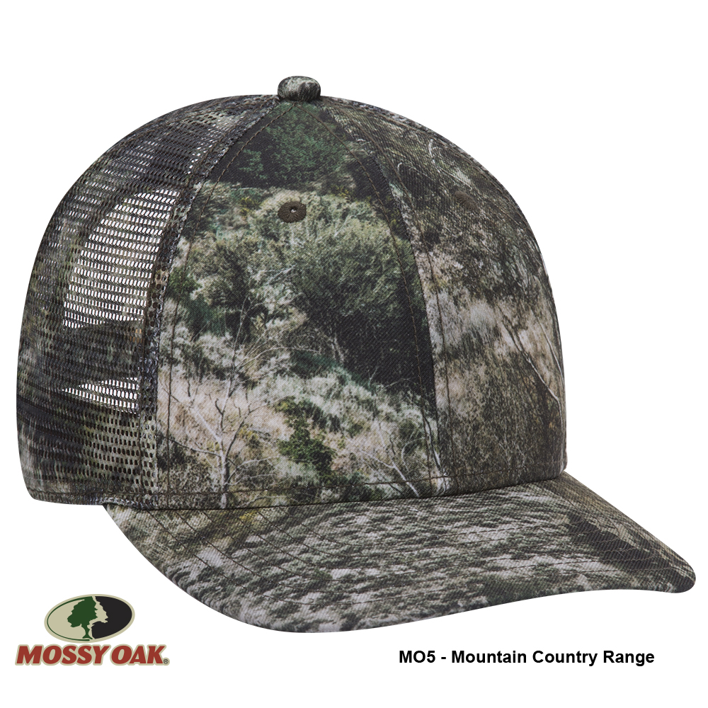OTTO CAP® Mossy Oak Camouflage Superior Polyester Twill 6 Panel Low Profile Mesh Back Trucker Hat 5