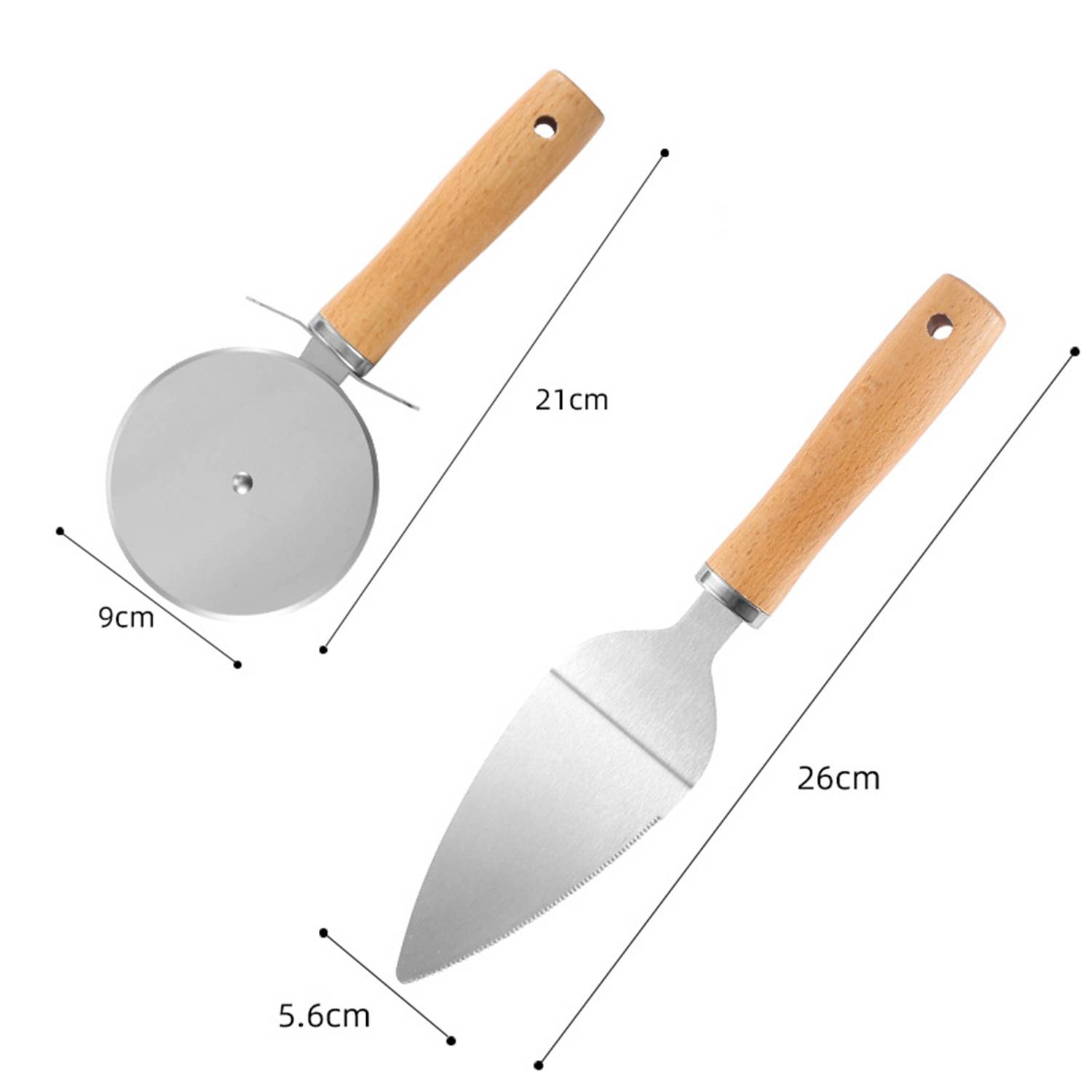 Rolling Stainless Steel Pizza Cutter Spatula Set 3