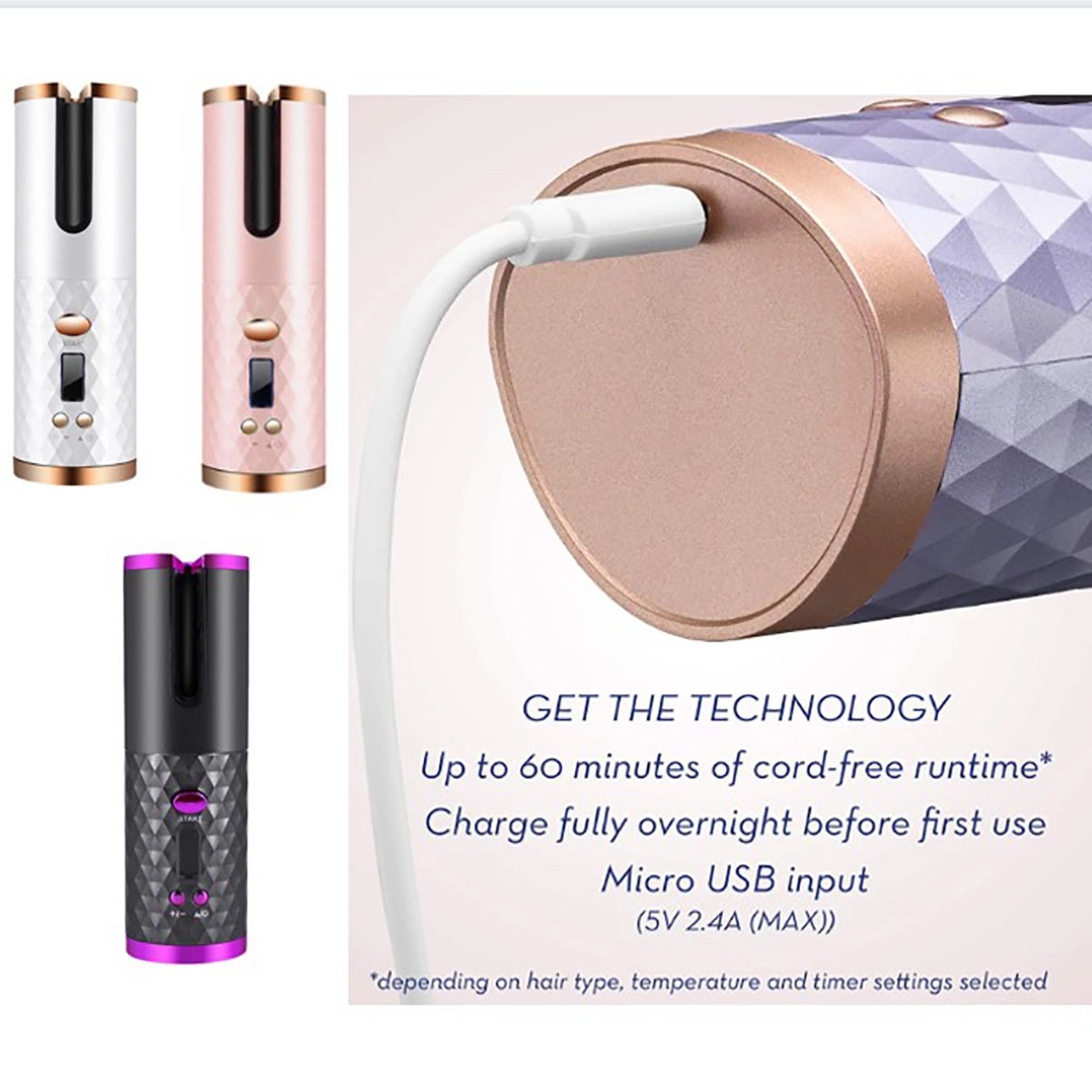 Cordless Auto Curler Iron Rechargeable 3