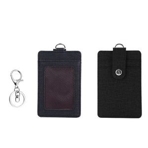 PU Leather 2 Pockets Card Holder Key Chain 1