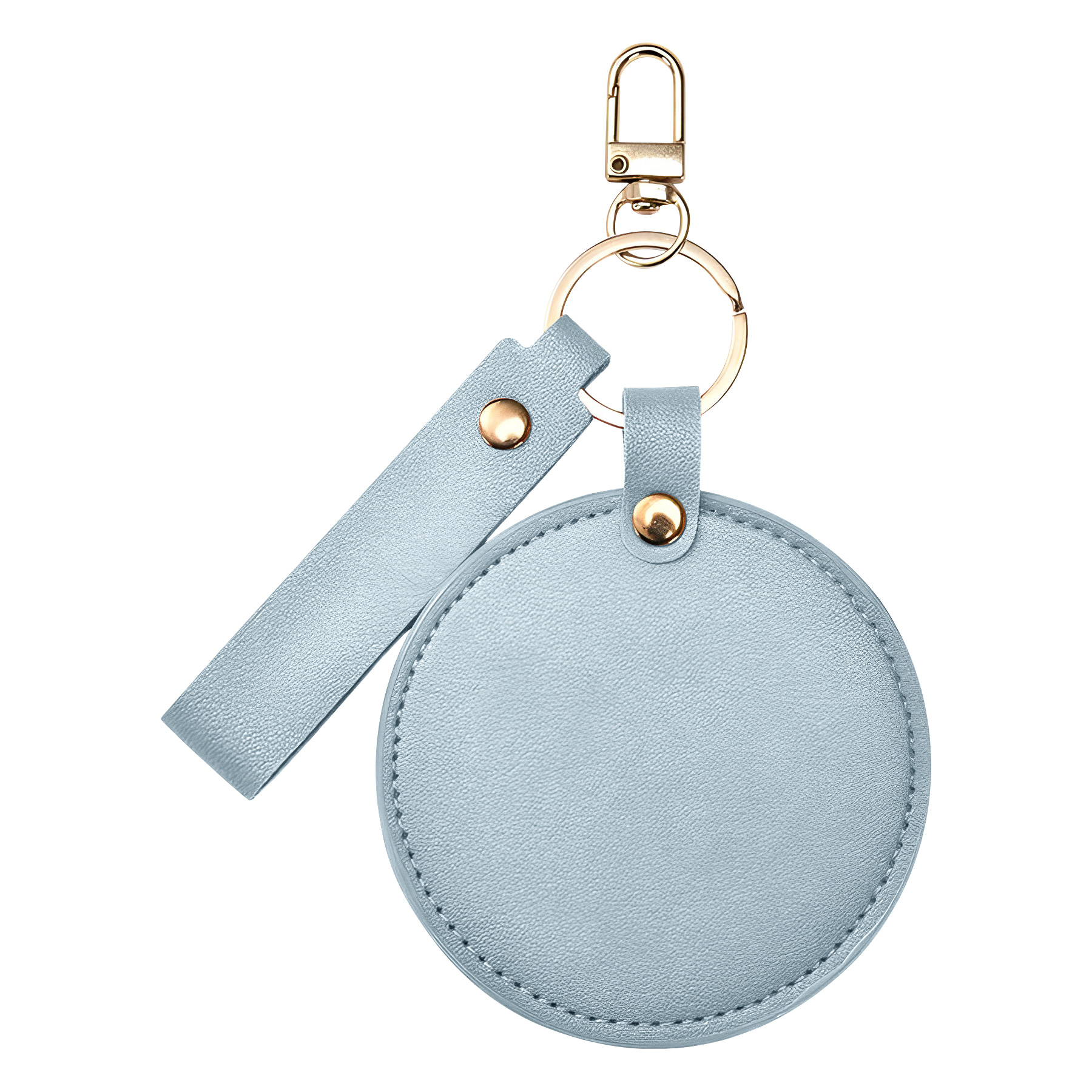 Compact Round Leather Makeup Mirror Keychains 20