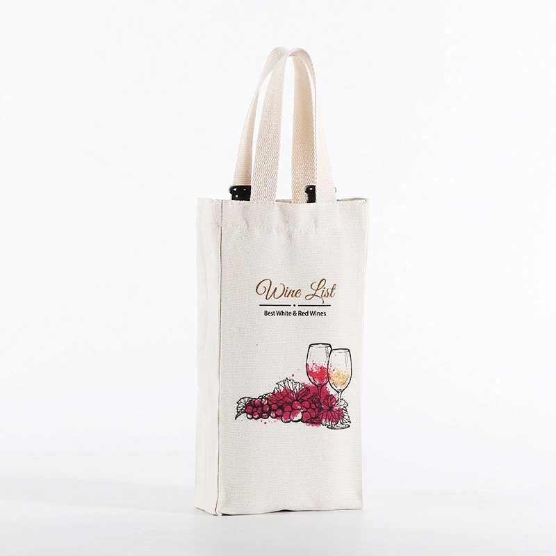 Promotion Two Bottle Canvas Wine Bags, custom tote bag with logo imprint 3