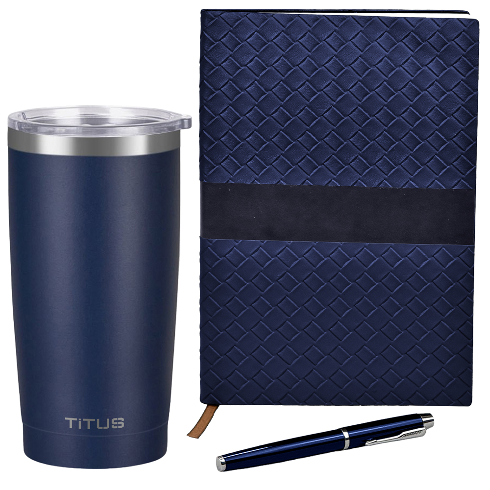 TiTUS® 20 oz Insulated Tumbler, Sahara Notebook & Pen Gift Set