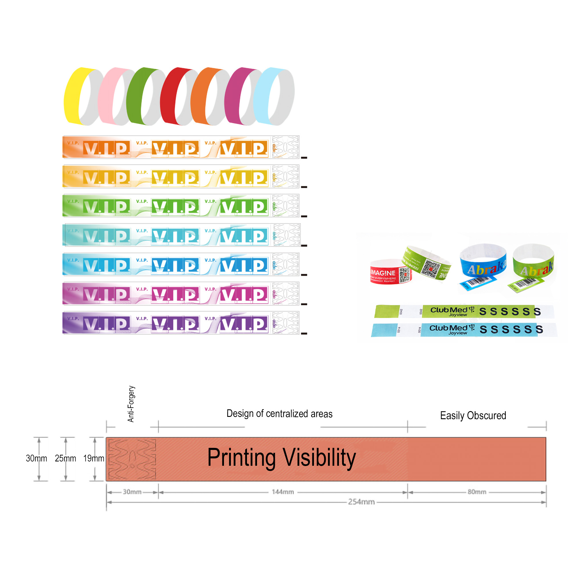 MOQ50 Printed  Custom Premium Tyvek Wristbands 1