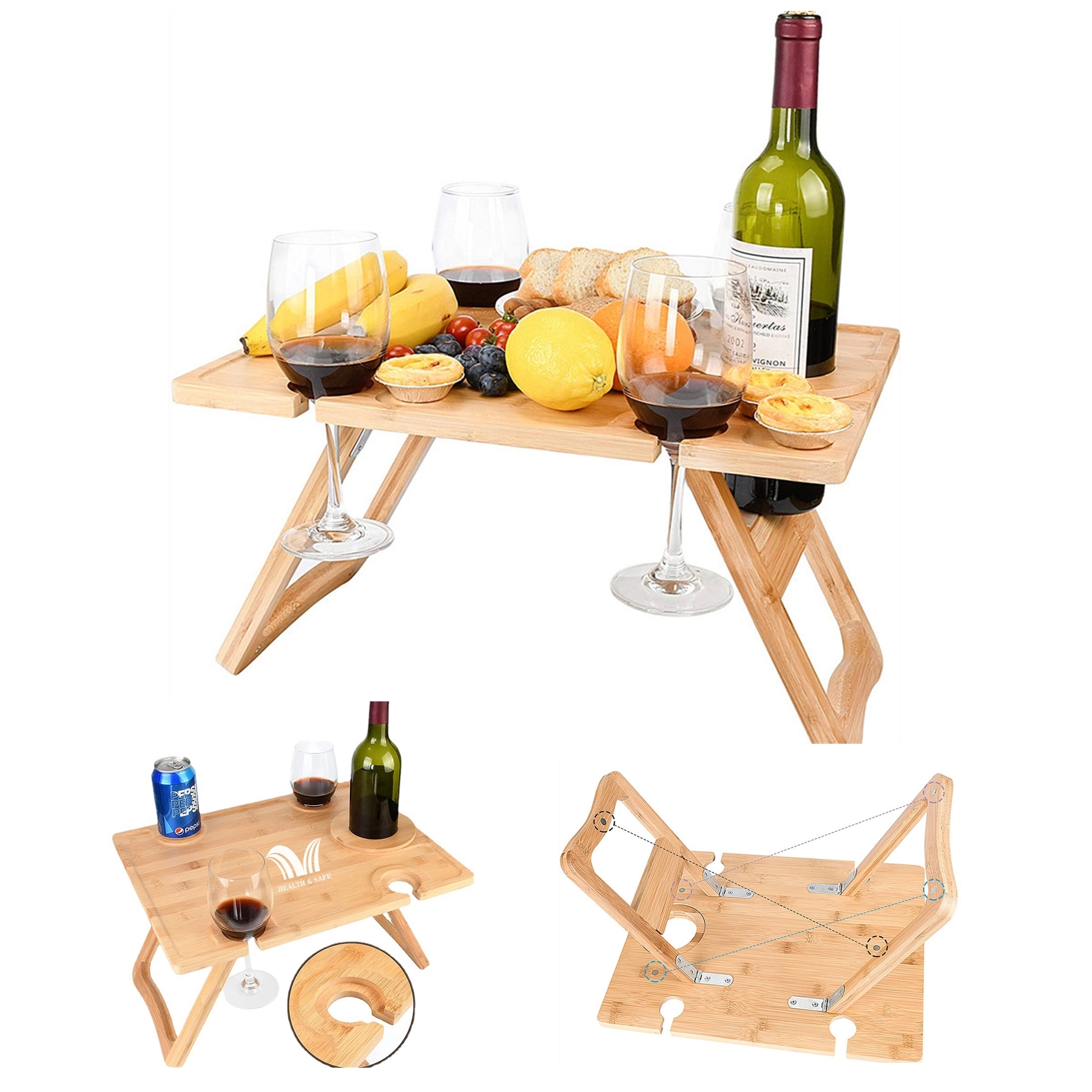 Wooden Folding Wine Picnic Table 4