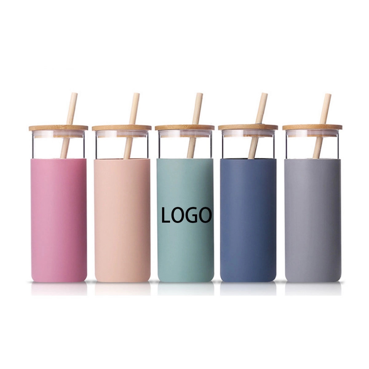 20Oz Custom Logo Glass Cup With Silicone Sleeve And Straw 2
