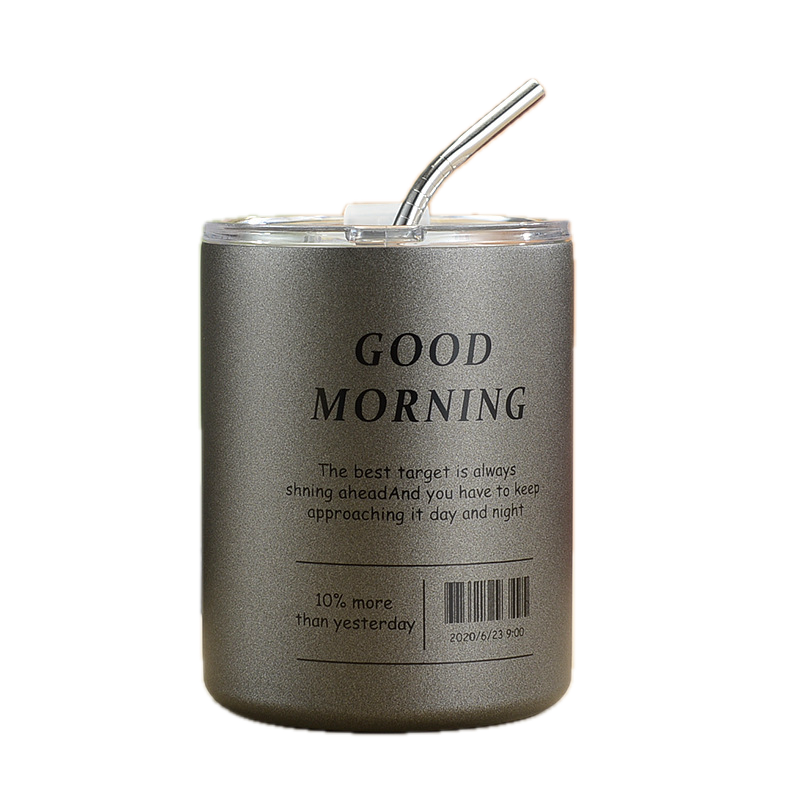 Insulated Double-wall Stainless CoffeeMug w/straw 2