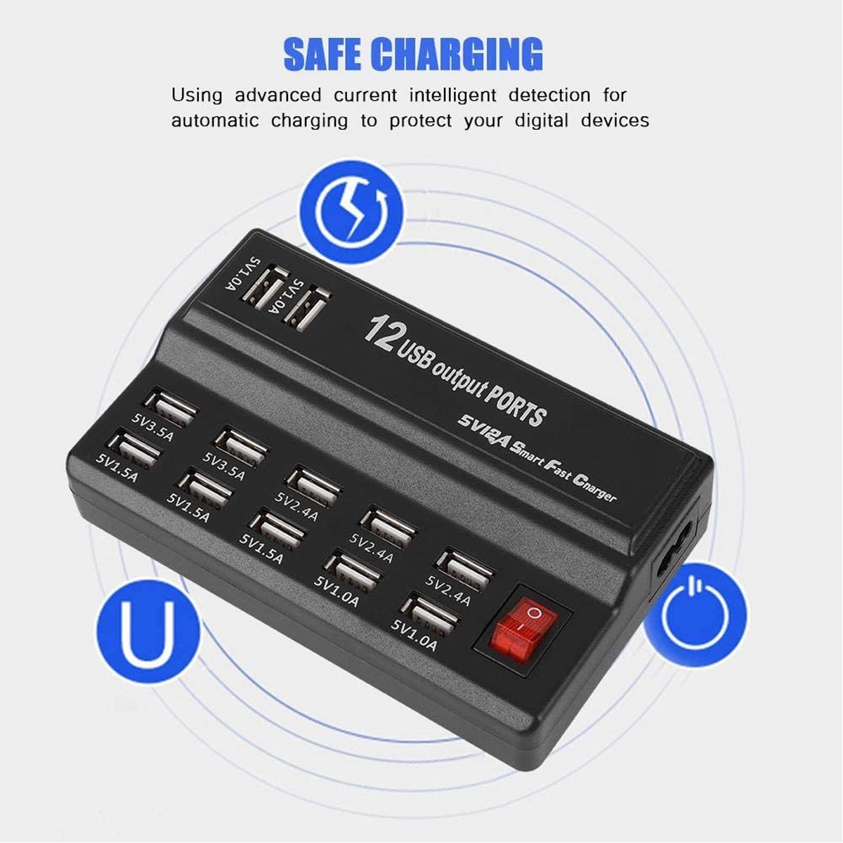 12 USB Output Ports Smart Fast Charger 3