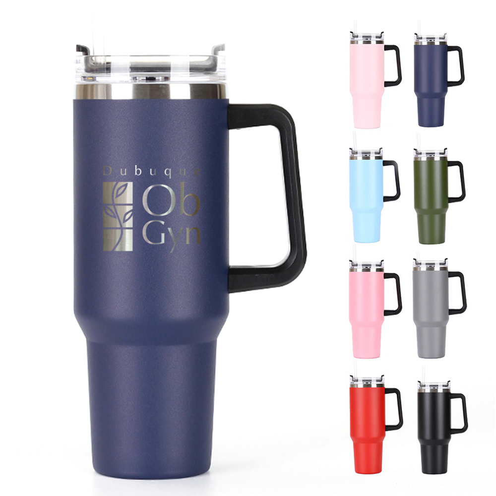 30OZ Double Walls Stainless Steel Auto Tumbler With Straw And Handle 2
