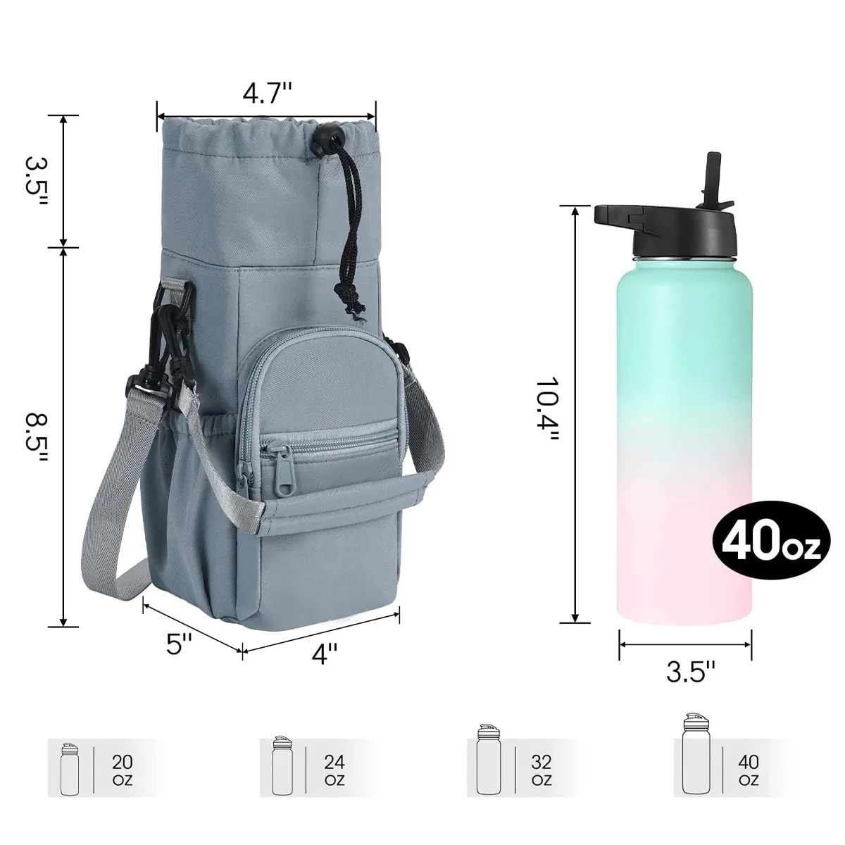 32oz 40oz Custom Insulated Water Bottle Holder with Strap 1