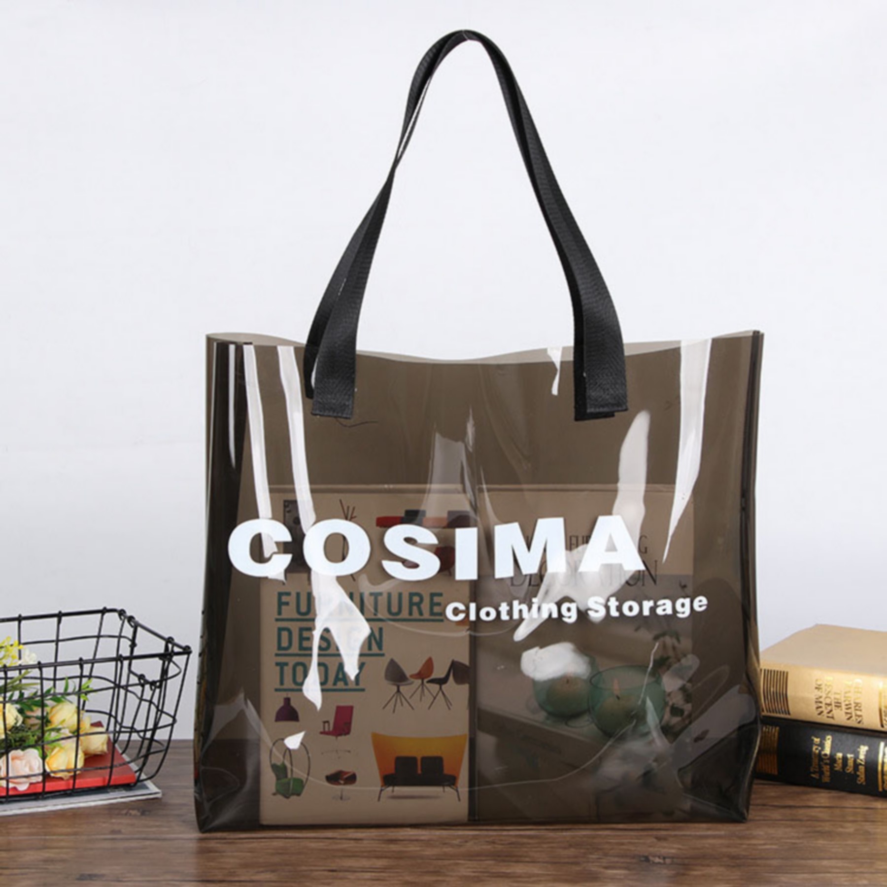 Semi-Clear Pvc Handbags Jelly Transparent Clear Beach Bag 3