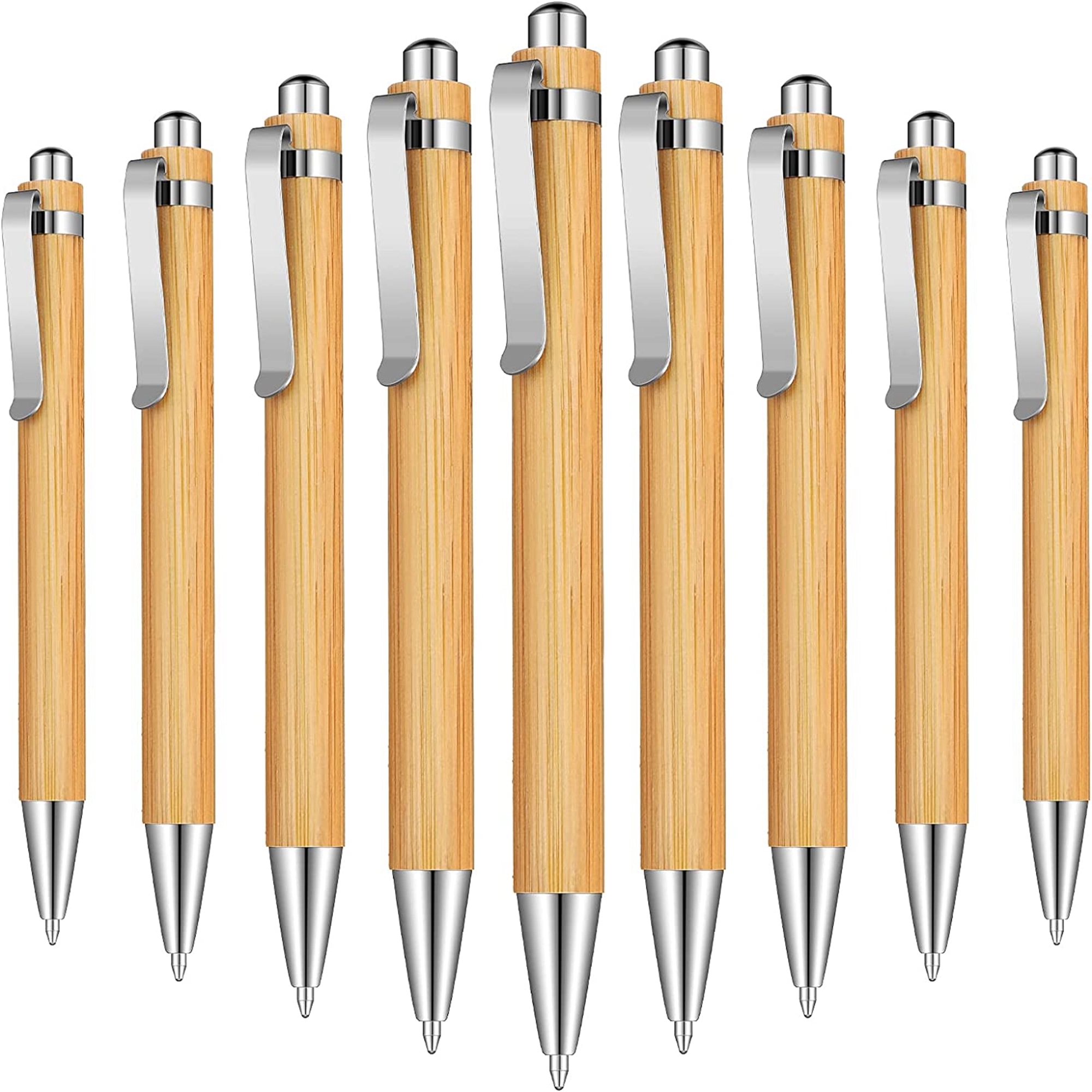 Bamboo retractable ballpoint pen black ink 2