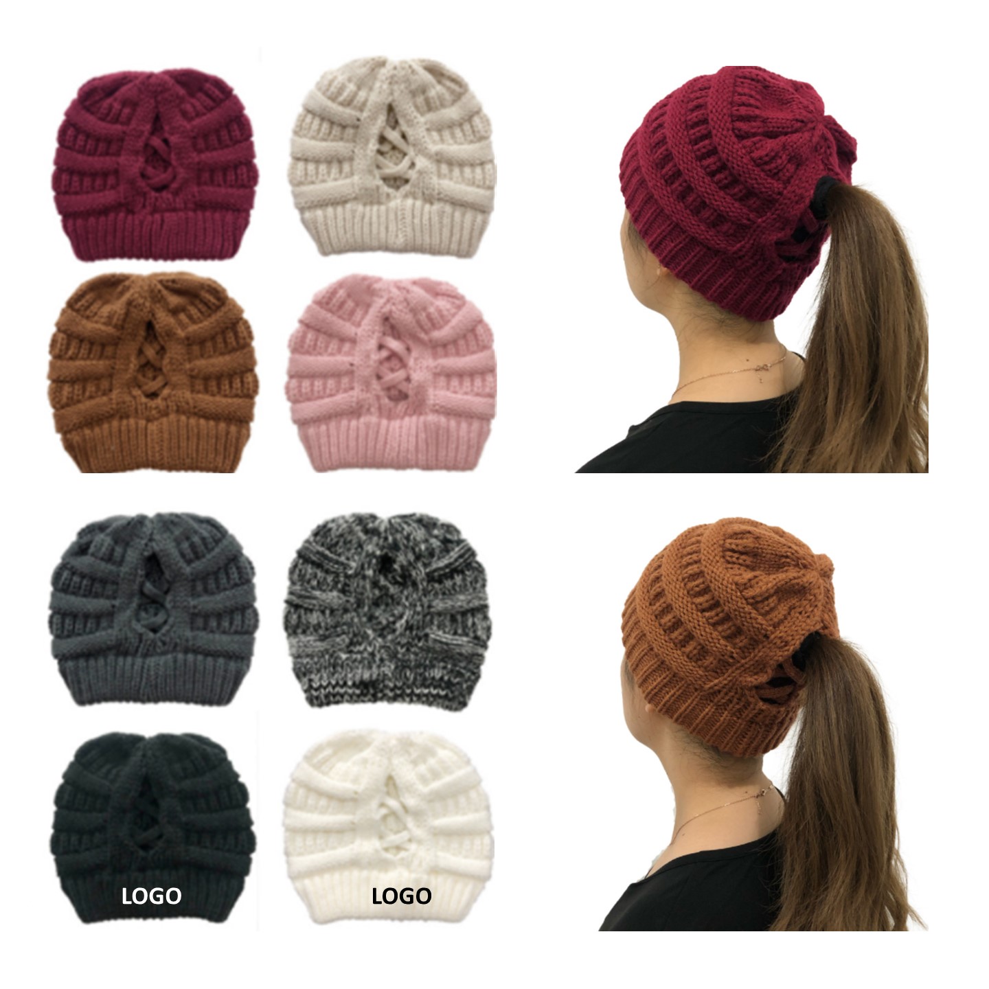 Knitted Ponytail Beanie 2