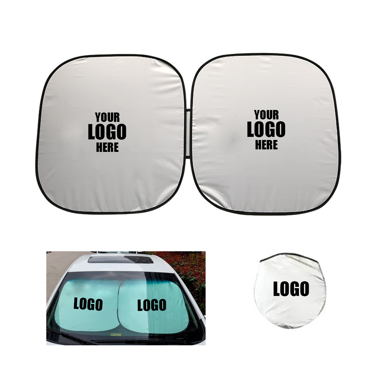 Polyester Car Windshield Sun Shade With Pouch 2