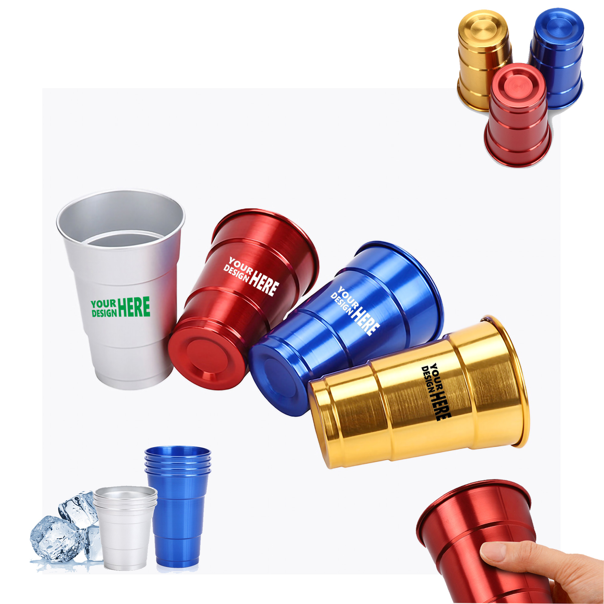 Custom 16oz Reusable Stadium Party Beer Aluminum Cup 7