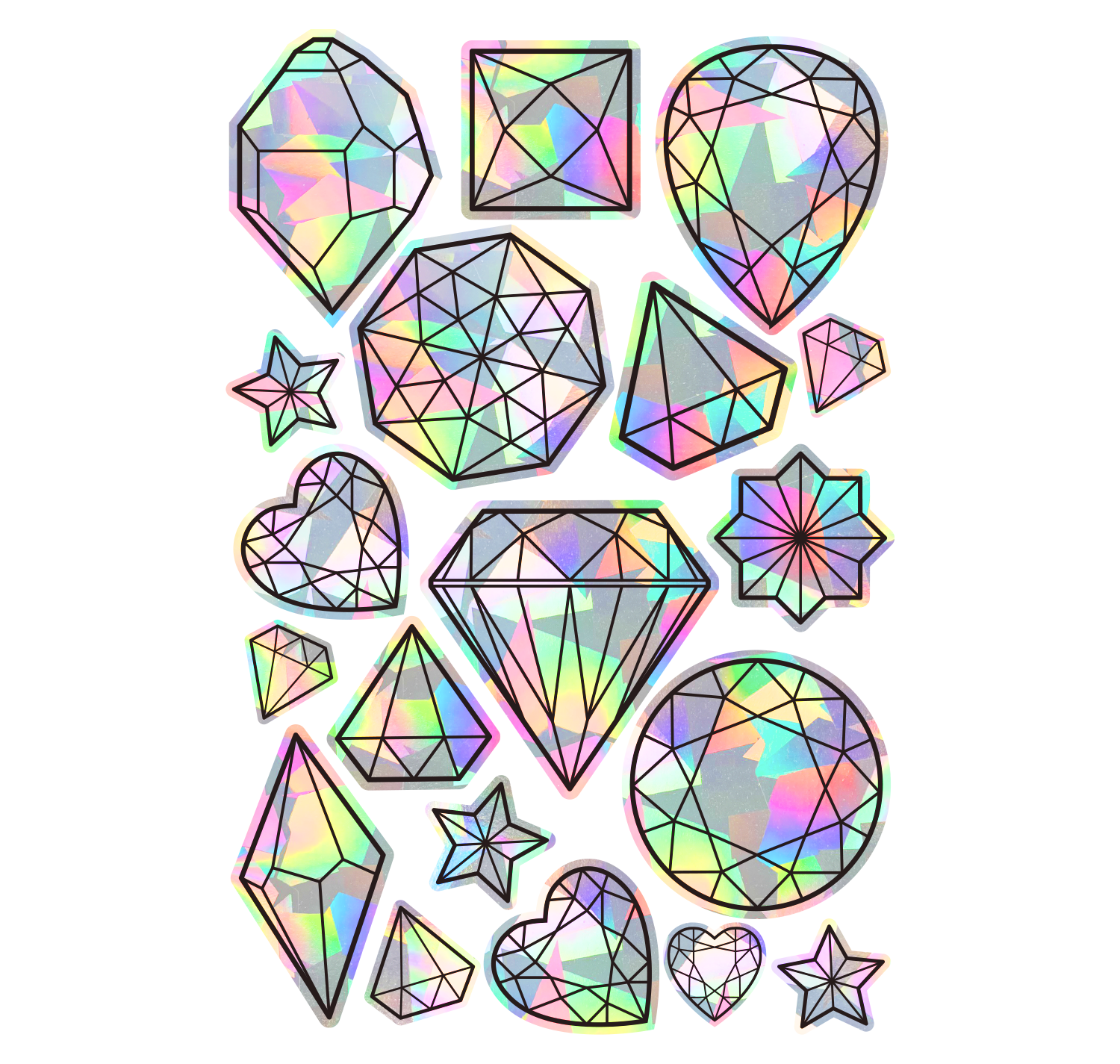 Window Decals - GEMS Sun Catchers - Holographic Rainbow Window Stickers 6