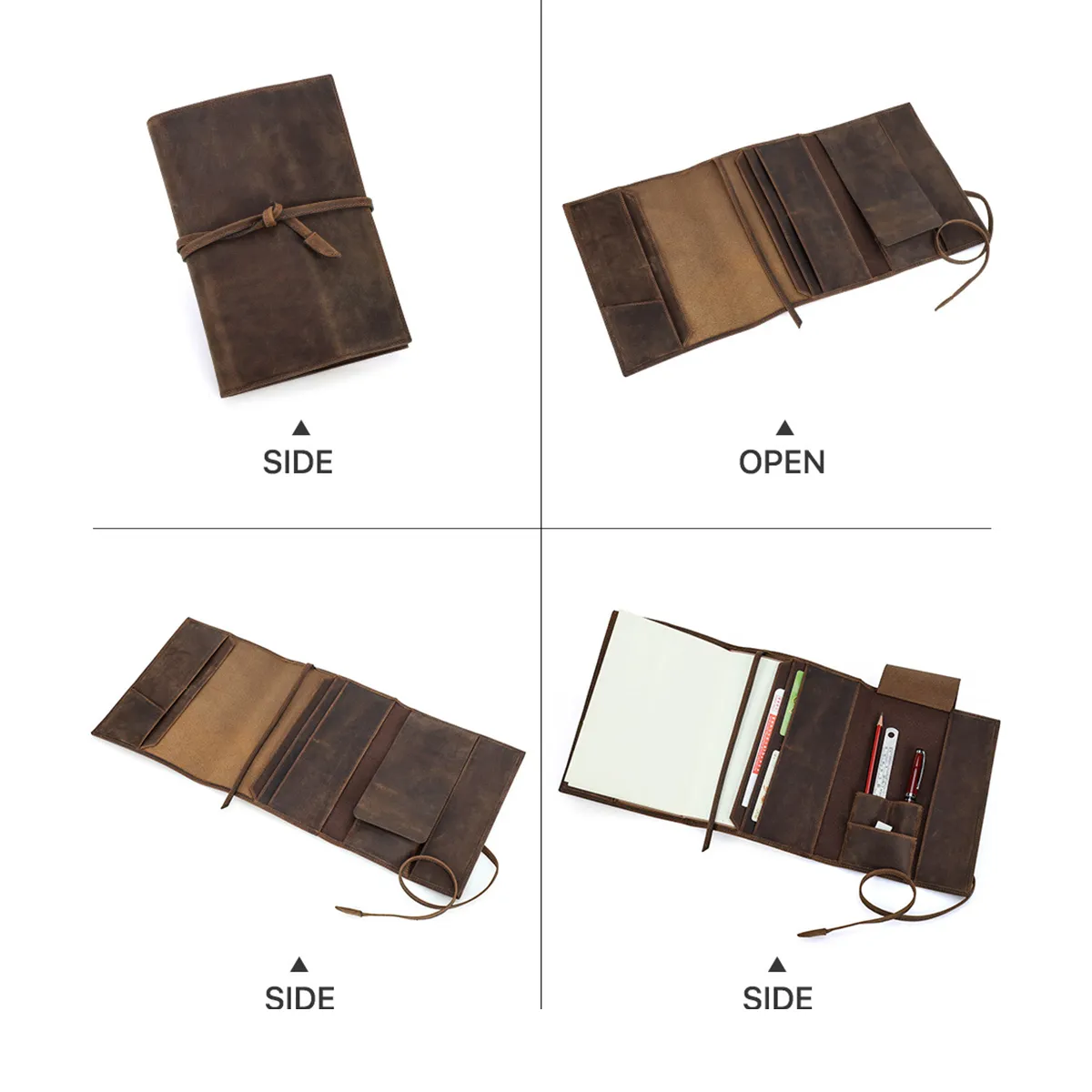 Leather Handmade Journal Storage Pouch Folder Notebook 2
