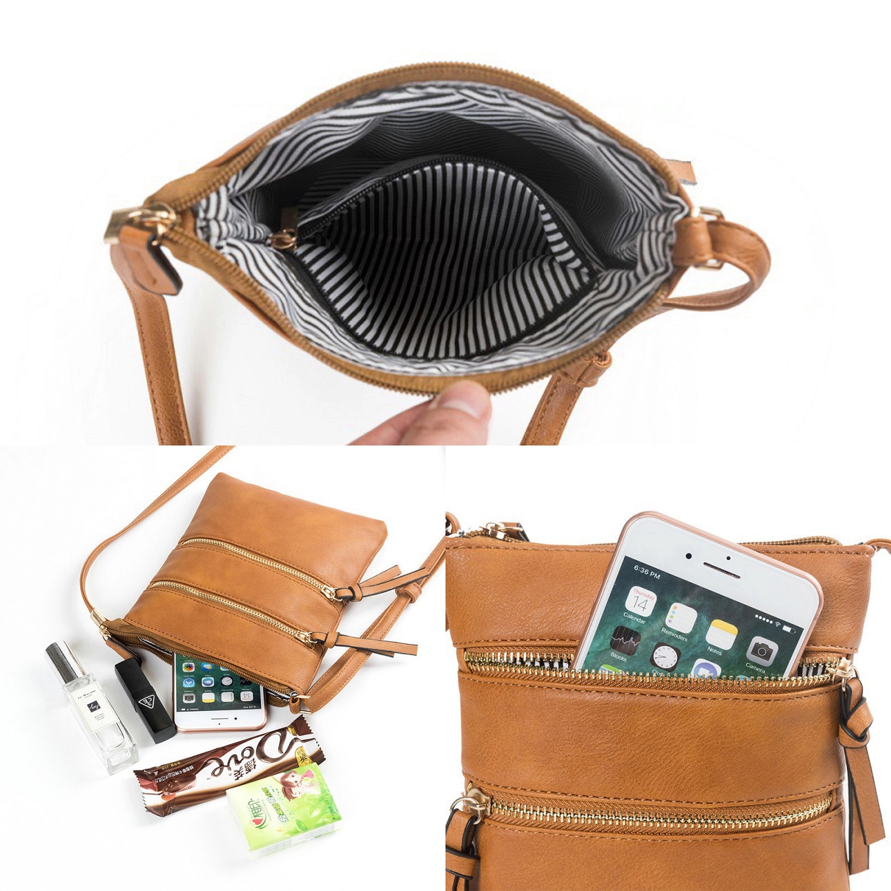 Women'S Casual Multifunctional Dual Zipper Shoulder Bag 8