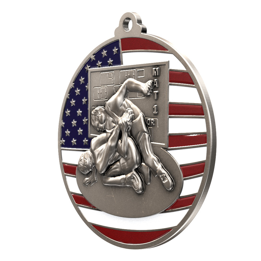 Wrestling Patriotic Medallion (2-3/4") 3