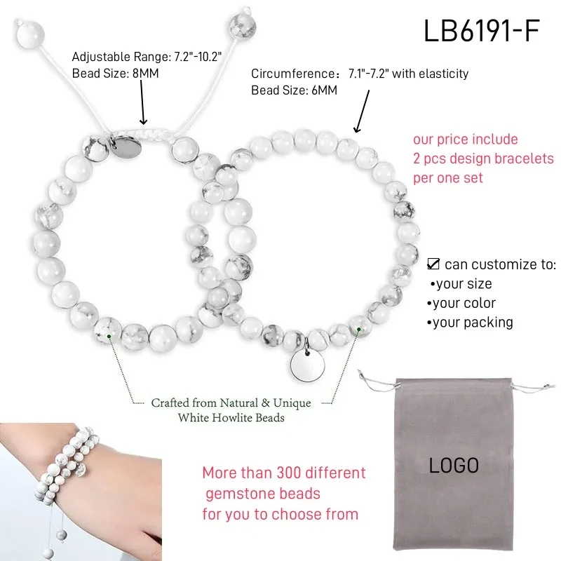 AAA Gemstone Bead Bracelets BULK Wholesale 2PCS Set 4