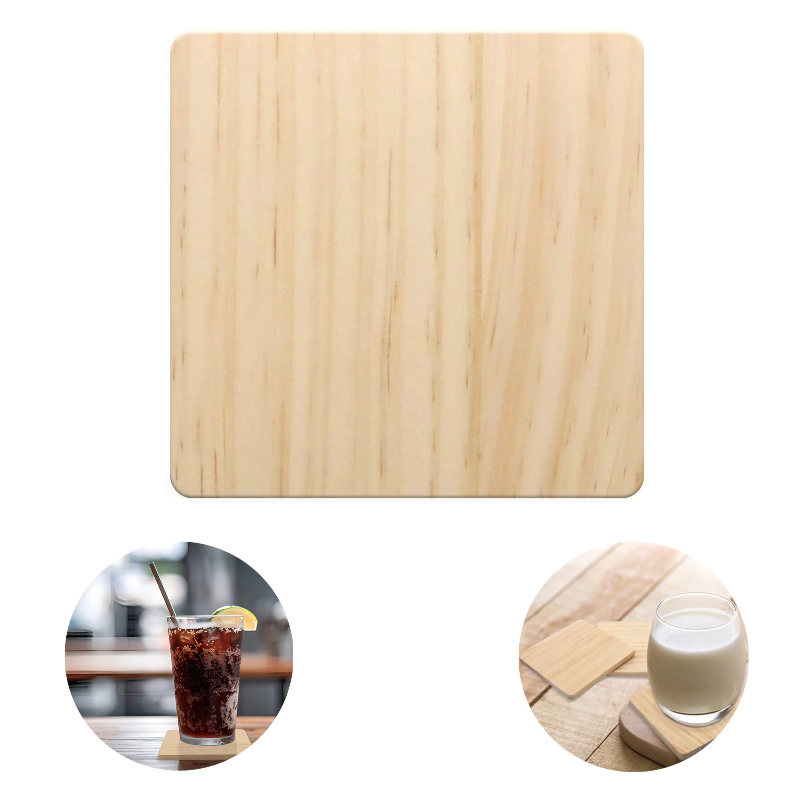 Square Beech Wooden Cup Coasters 3