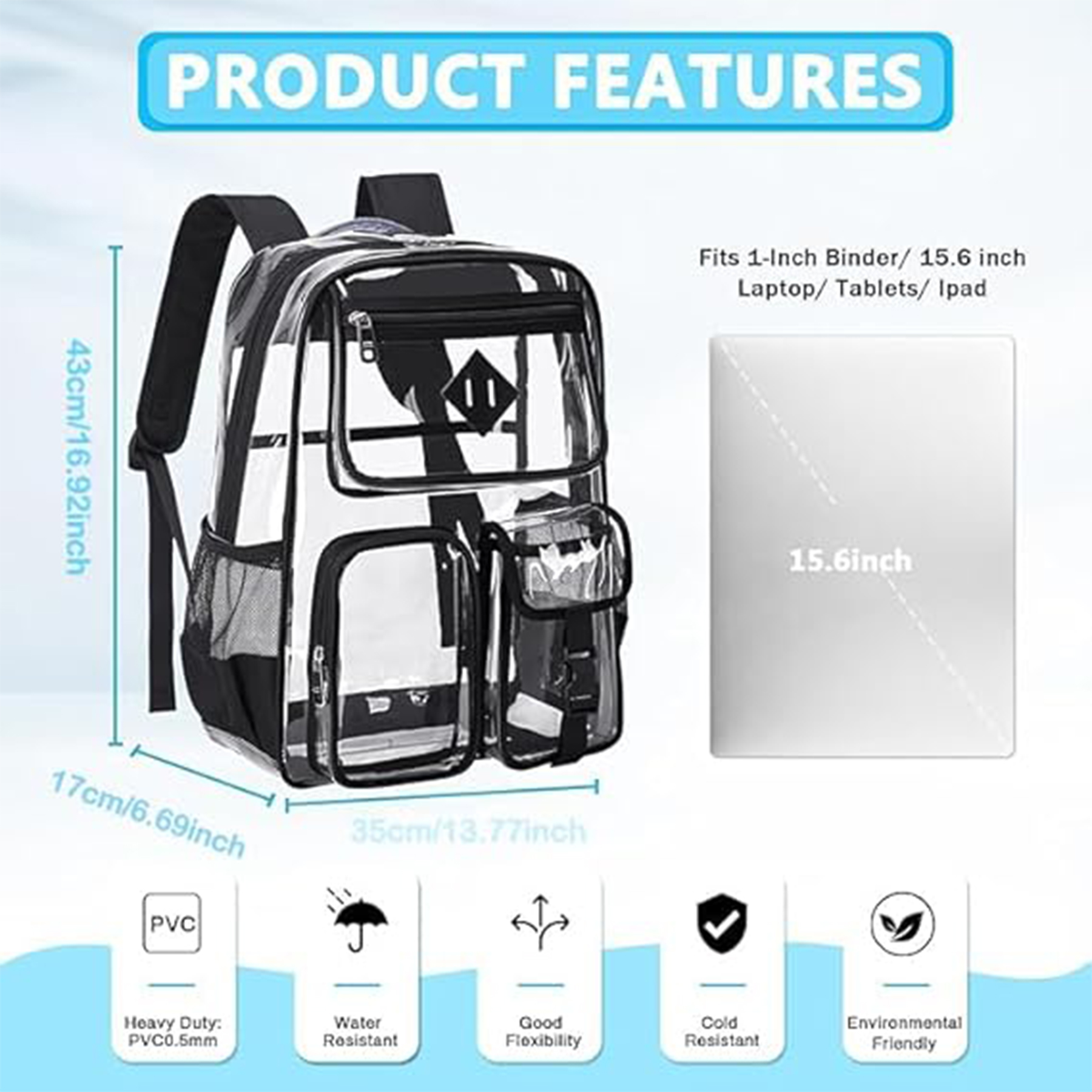 Large Clear Waterproof PVC Backpack 6