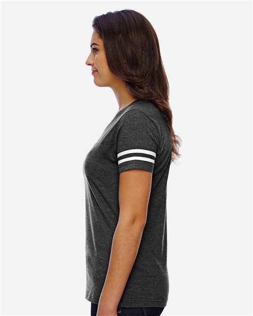 Women's Football V-Neck Fine Jersey Tee - 3537 75