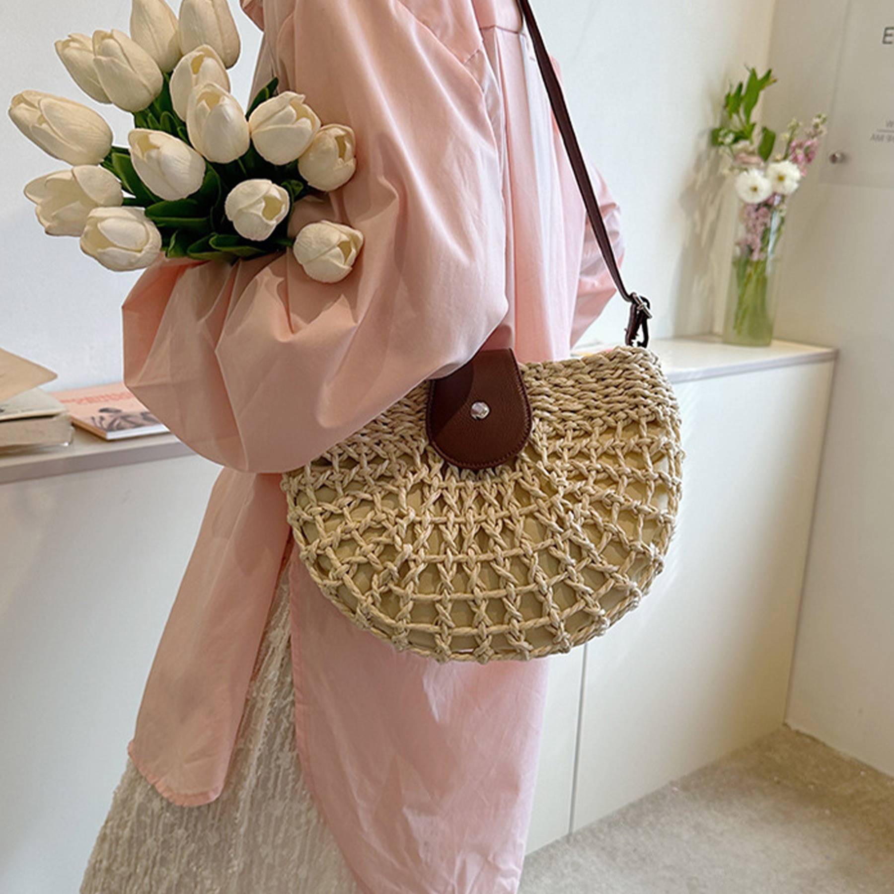 Jute Summer minimalist straw cross-body bag 5