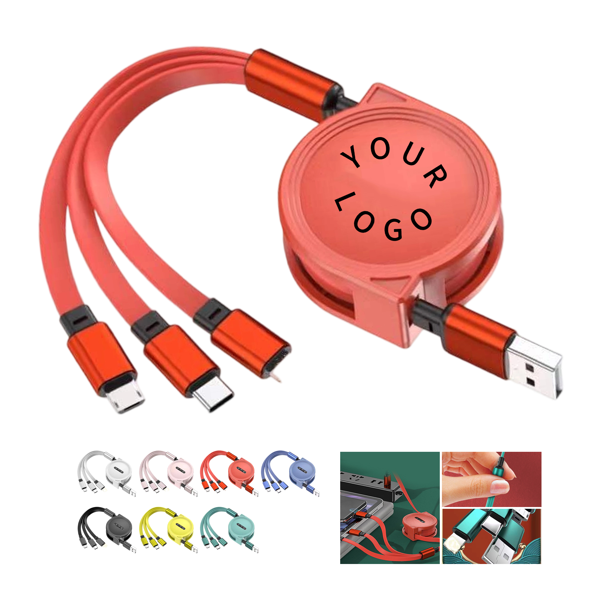 Retractable Multi Connector Charging Cable 3 in1 Design 7