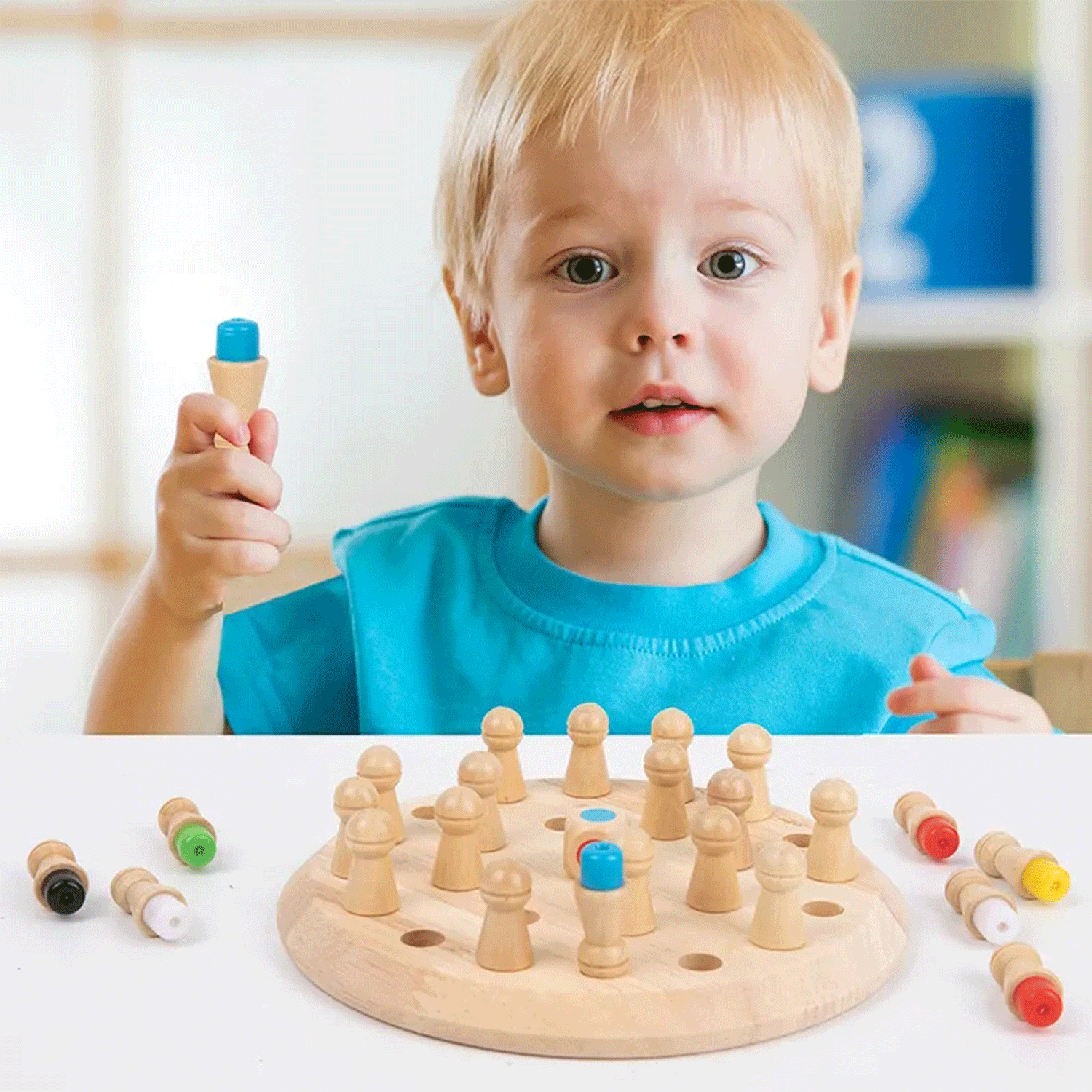 Wooden Memory Match Stick Chess Game Board Puzzles 3