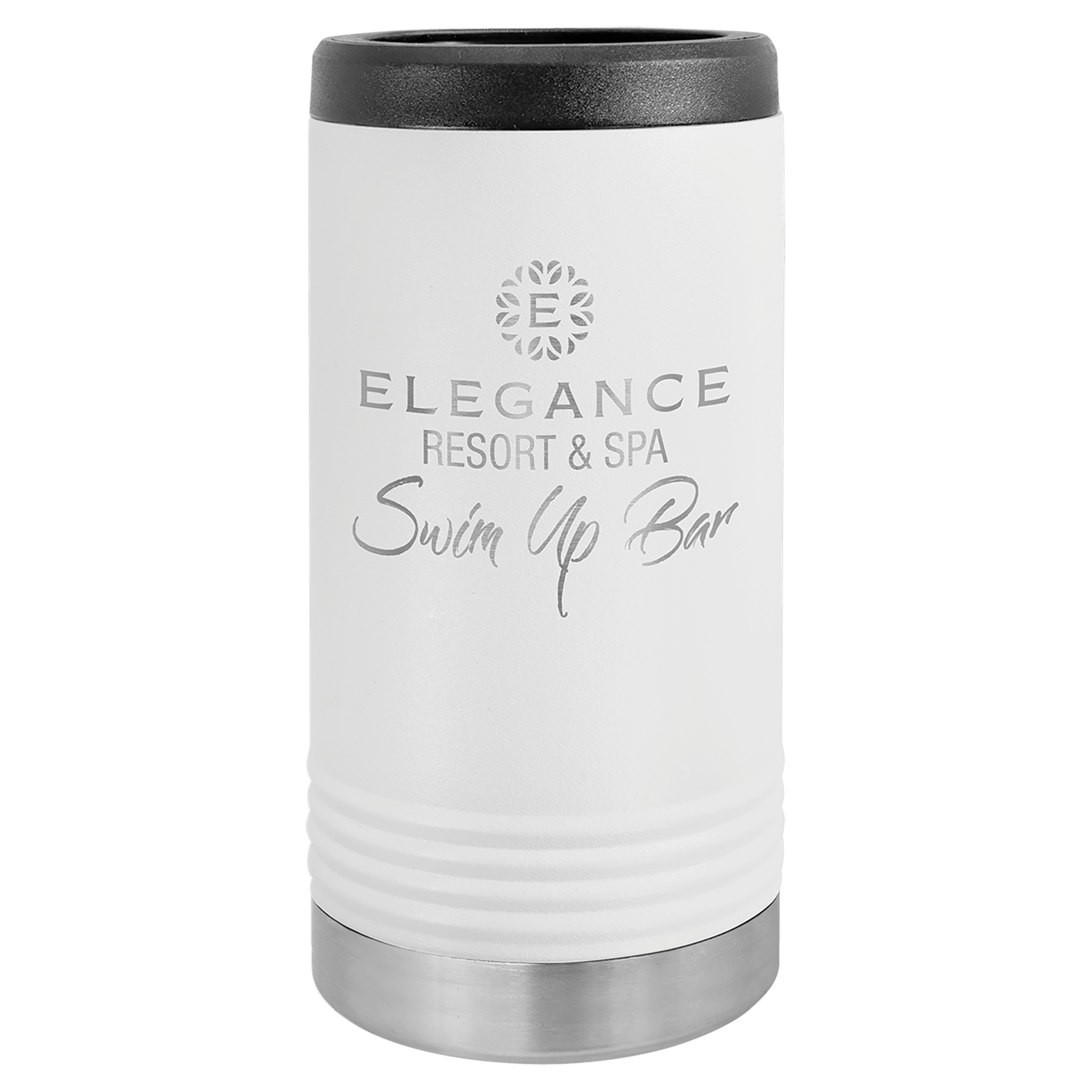 White Laser Engraved Polar Camel Slim Beverage Holder 2