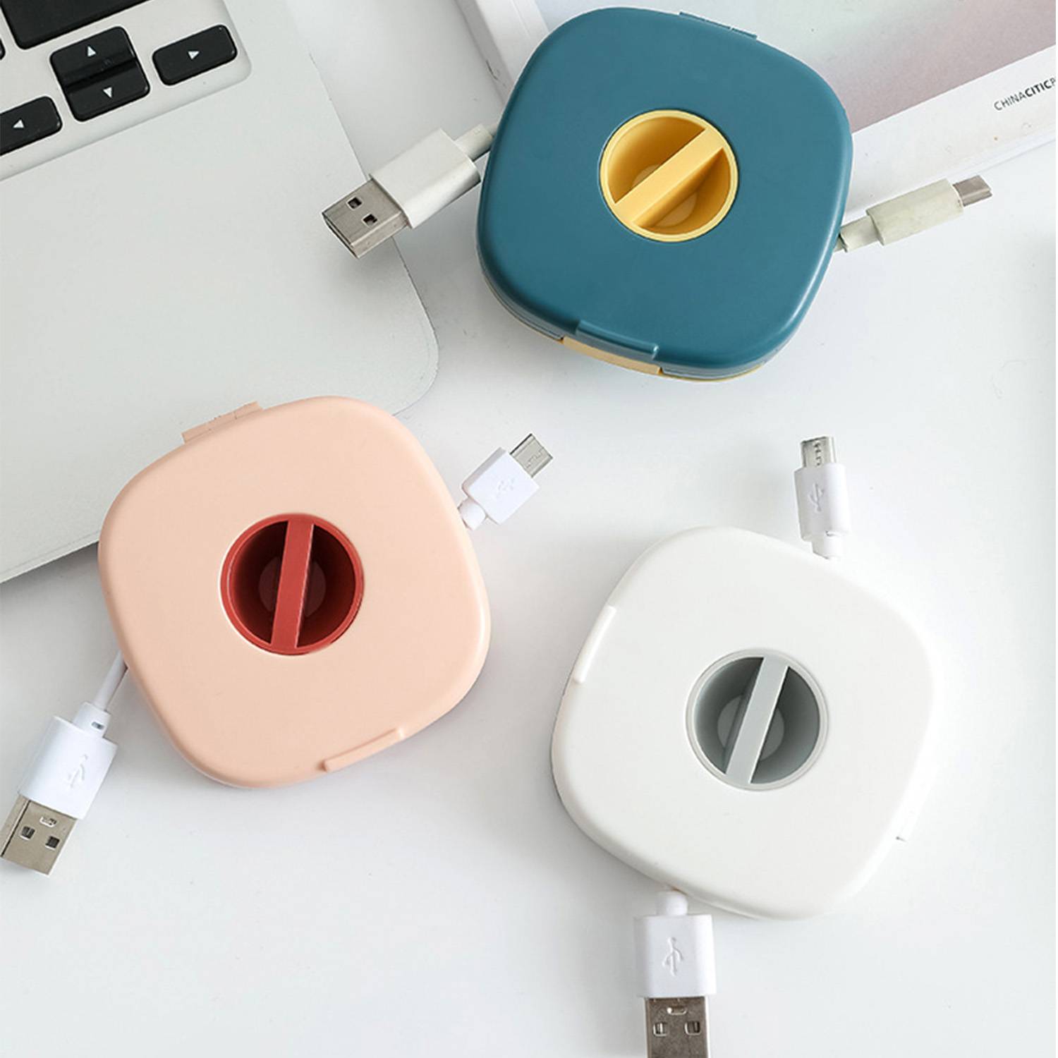 Portable Rotatable Cable Organizer with Phone Stand 7