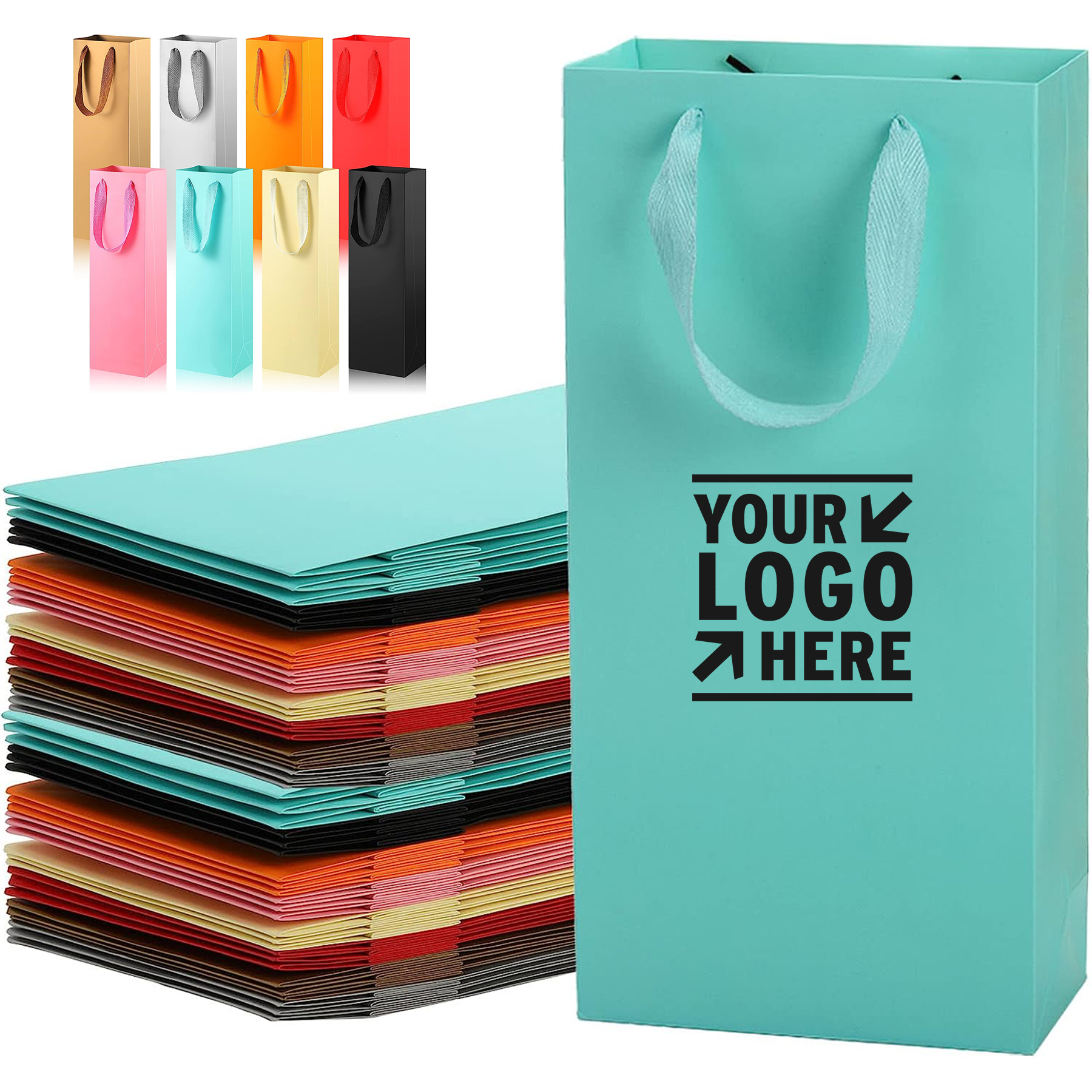 6.7" L X 3.5" W X 13.8" Deep Double Paper Wine Bag 2