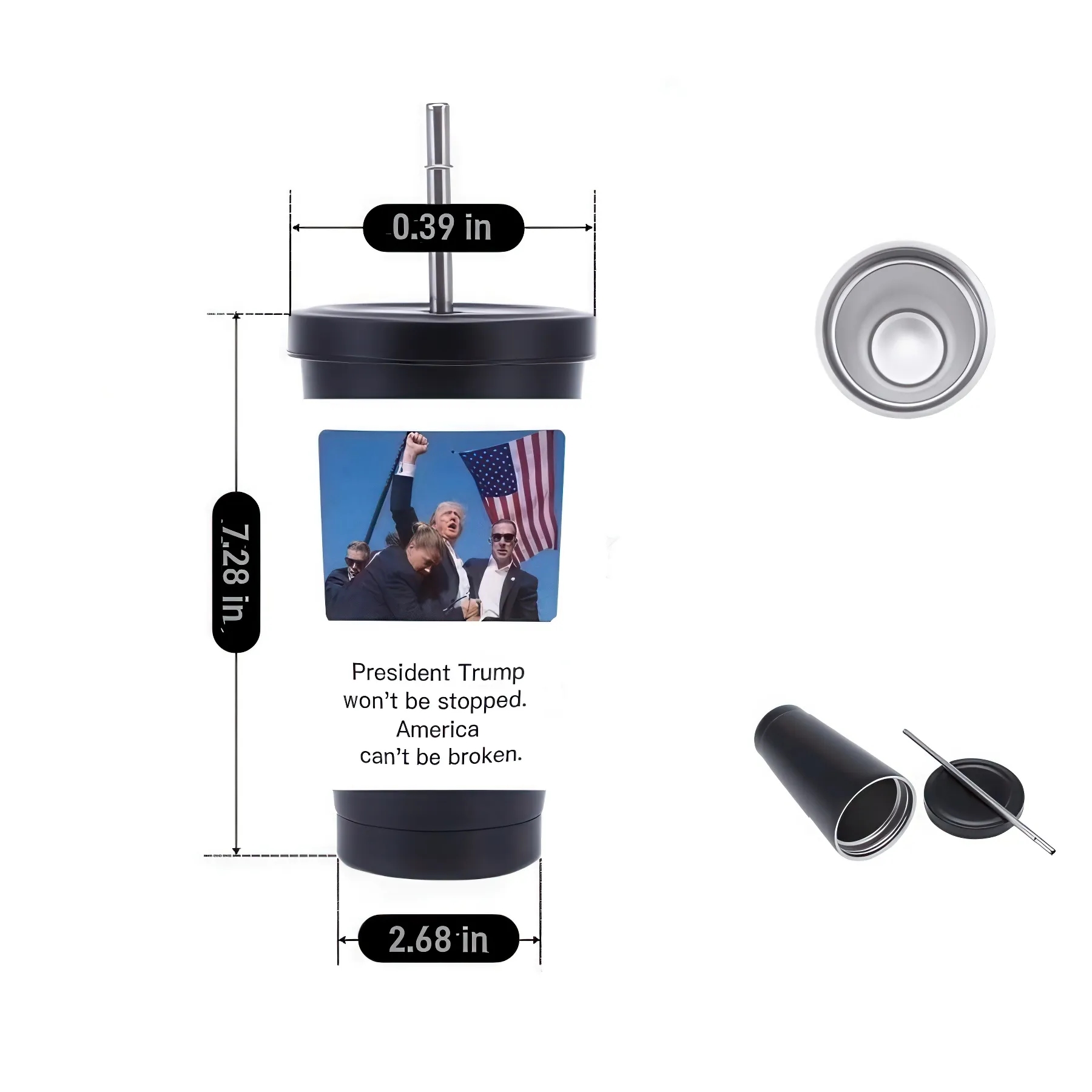 President Trump Printed Stainless Steel Sipper Cup 3