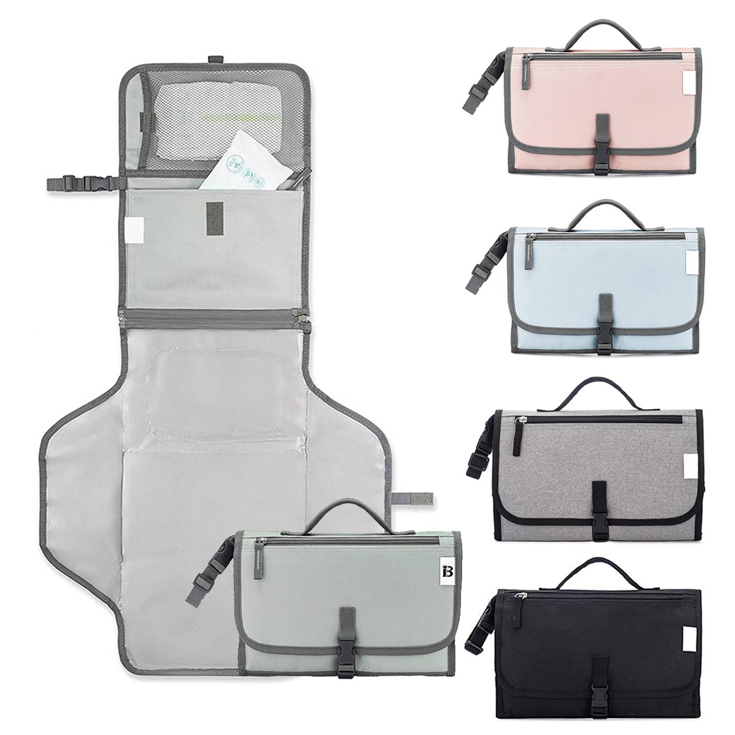 Foldable Stripe Diaper Changing Travel Pouch/Mat
