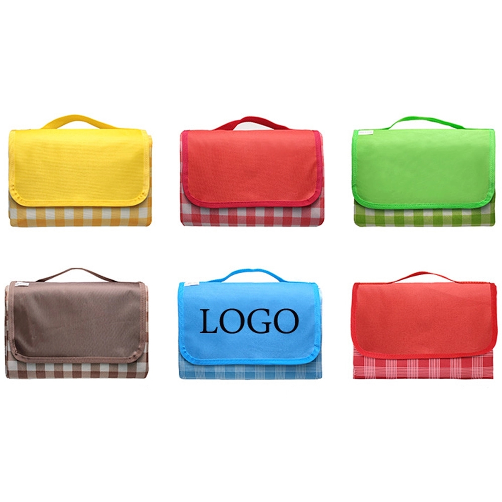 Custom Gift 600D Oxford Fabric Plaid Picnic & Beach Blanket 12