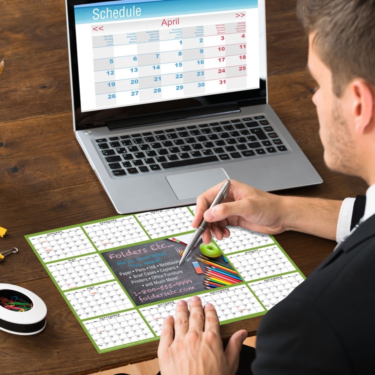 Full Color Premium Plastic Write-on/ Wipe-off Table Calendar 4