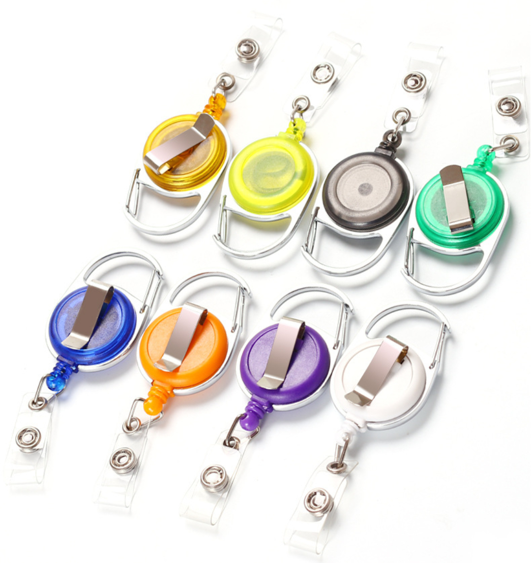 Retractable Carabiner Round Badge Reel w/ Belt Clip 5